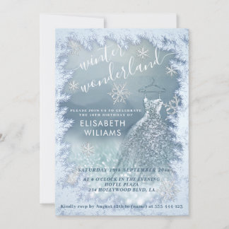 Adorable Winter Wunderland Glitzer ombre Süß 16 Einladung