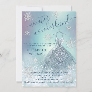 Adorable Winter Wunderland Glitzer ombre Süß 16 Einladung