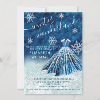 Adorable Winter Wunderland Glitzer ombre Süß 16 Einladung