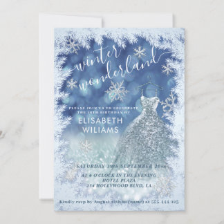 Adorable Winter Wunderland Glitzer ombre Süß 16 Einladung