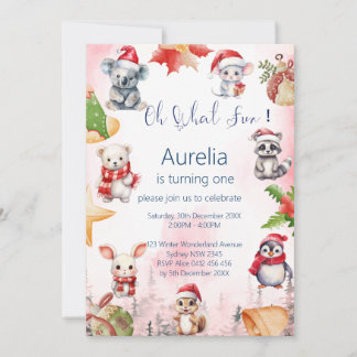 Adorable Wintertiere Geburtstag Einladung
