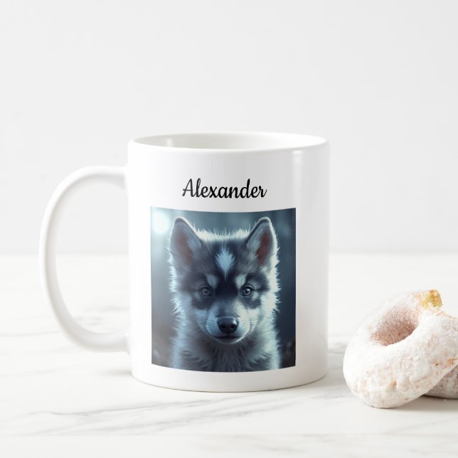 Adorable Wolf Baby in the Moonlight Kaffeetasse (Mit Donut)