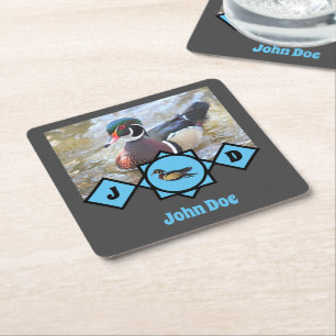 Adorable Wood Duck Name Tag Foto Rechteckiger Pappuntersetzer