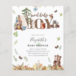 Adorable Woodland Bären Camping Boys Babydusche in Flyer