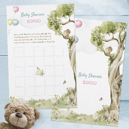 Adorable Woodland Bear Baby Dusche Bingo Spiel