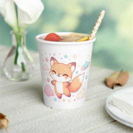 Adorable Woodland Fox Kinderdusche Pappbecher