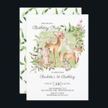 Adorable Woodland Friends Girls 1. Geburtstag Einladung<br><div class="desc">Super niedliche Waldfreunde im Wasserfarbenwald Geburtstagsfeier mit dem süßesten Hirsch,  Eichhörnchen,  Fuchs,  Hasen,  Raccoon & Bär. Kann auch für den 2.,  3. und 4. Geburtstag genutzt werden.</div>