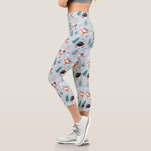 Adorable Woodland Weihnachtstiermuster Capri Leggings