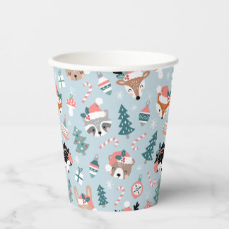 Adorable Woodland Weihnachtstiermuster Pappbecher