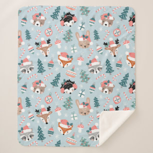 Adorable Woodland Weihnachtstiermuster Sherpadecke
