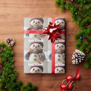 Adorable Wool Snowman mit Hat & Scarf Design Geschenkpapier