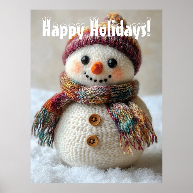 Adorable Wool Snowman mit Hat & Scarf Design Poster (Vorne)