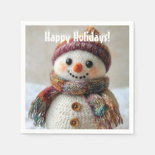 Adorable Wool Snowman mit Hat & Scarf Design Serviette