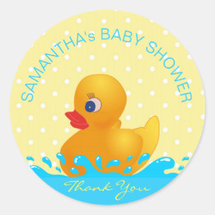 Adorable Yellow Blue Rubber Ducky Babydusche Runder Aufkleber