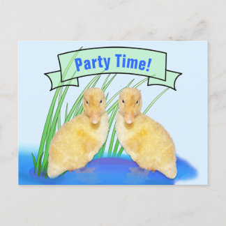 Adorable Yellow Ducklings Kinder zum Geburtstag Einladungspostkarte