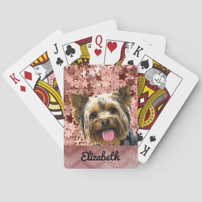 Adorable Yorkie Rose Gold Name Dog Pet Spielkarten (Rückseite)