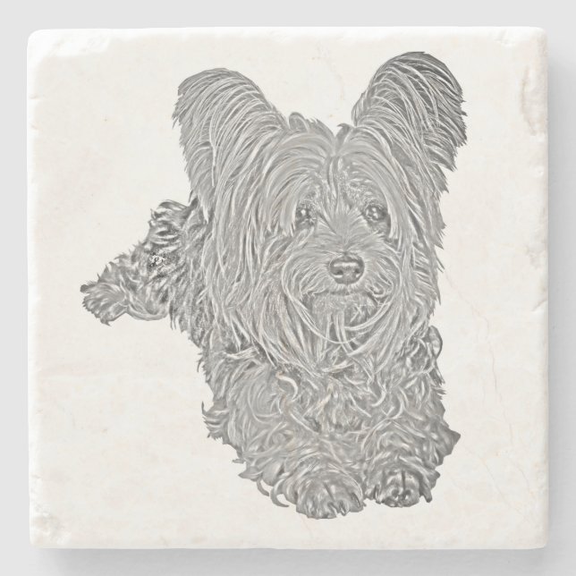 Adorable Yorkshire Terrier B&W Marble Untersetzer (Vorderseite)