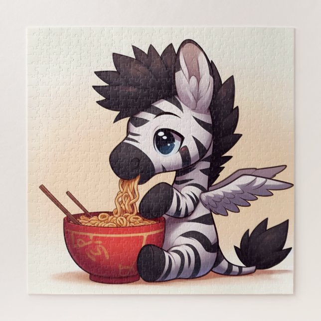 Adorable Zebra Angel Eating Ramen Puzzle (Vertikal)
