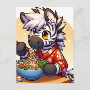Adorable Zebra Eating Ramen Postkarte
