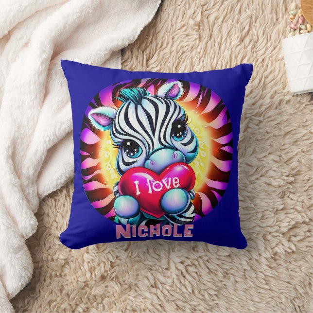Adorable Zebra Holding Herz Kissen (Decke)