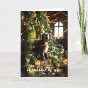 Adorable Ziege im Herbstgarten Dankeskarte