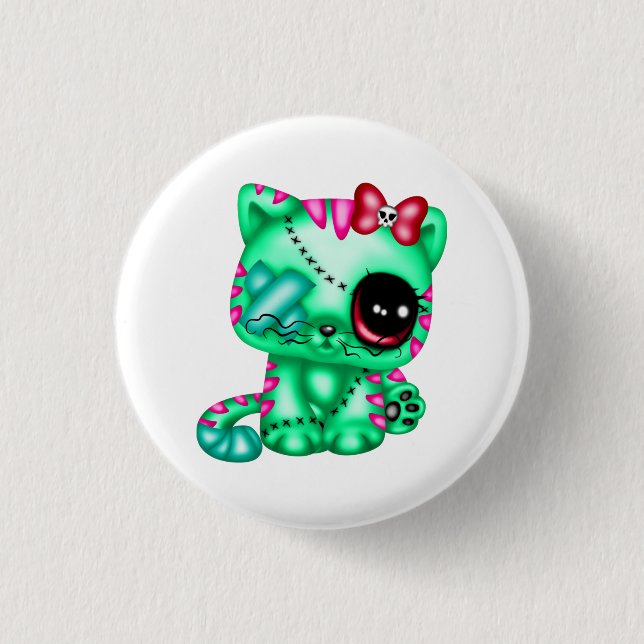Adorable Zombie Kitty Button (Vorderseite)