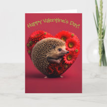 Adorabler Igel mit Blume zum Valentinstag