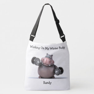 Adorables 3D Hippo Lifting Gewichte  Tragetaschen Mit Langen Trägern