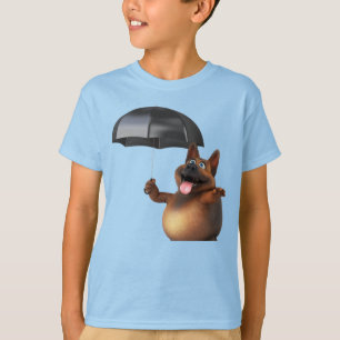 Adorables 3D Niedlicher Hund mit Schirm T-Shirt