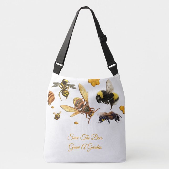 Adorables [3D] Rettete die Bees Custom Tote Bag Tragetaschen Mit Langen Trägern (Vorderseite)