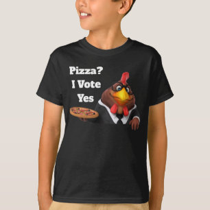 Adorables 3D Universe Niedlich Rooster mit Pizza T-Shirt
