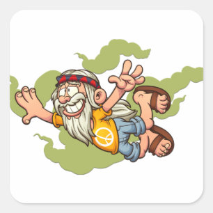 Adorables Bohemisches Niedliches Flying Hippie Quadratischer Aufkleber