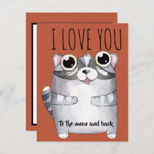 Adorables Cartoon Raccoon I Liebe You