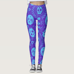 Adorables Day of the Dead Calavara Style Yoga Leggings