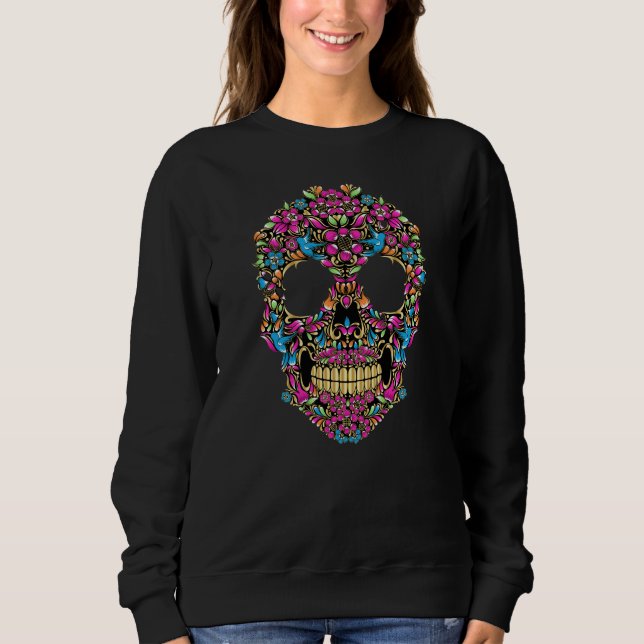 Adorables Day of the Dead Colorful Skull Sweatshirt (Vorderseite)