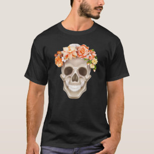 Adorables Day of the Dead Skull Calavara Blume T-Shirt