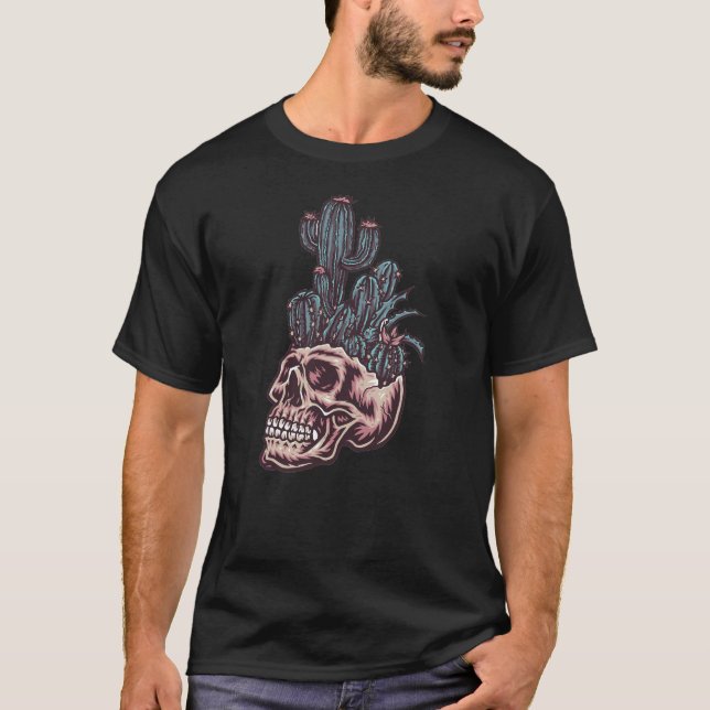 Adorables Day of the Dead Skull with Cactus T-Shirt (Vorderseite)