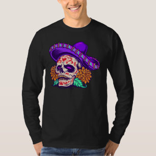 Adorables Day of the Dead Skull with Lila Hat T-Shirt
