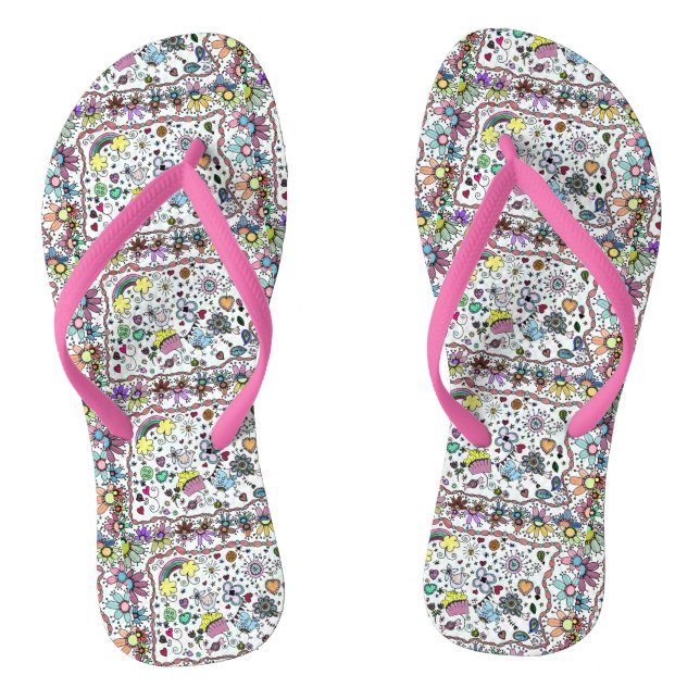 Adorables Happy Happy Joy Doodles Flip Flops (Fußbett)