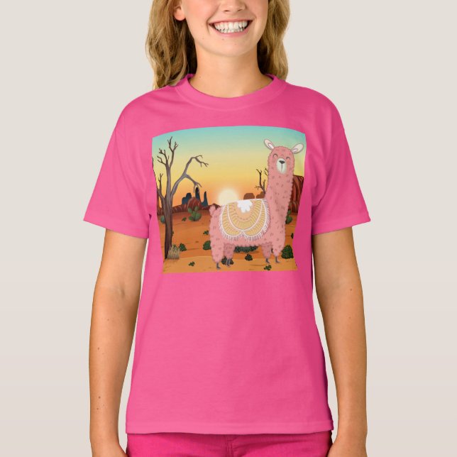 Adorables Llama Liebe Niedlich Llama in der Wüste  T-Shirt (Vorderseite)