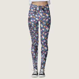 Adorables Niedlich Snowmen Blue Background [3D] Yo Leggings