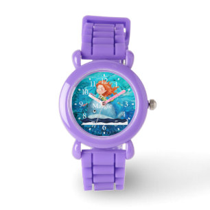 Adorables Ozeanwesen Meerjungfrau und Wal Armbanduhr