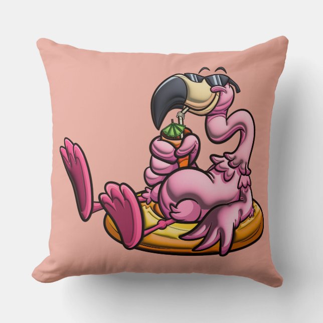 Adorables Pink 3D Flamingo Genießen Sie einen Drin Kissen (Vorderseite)