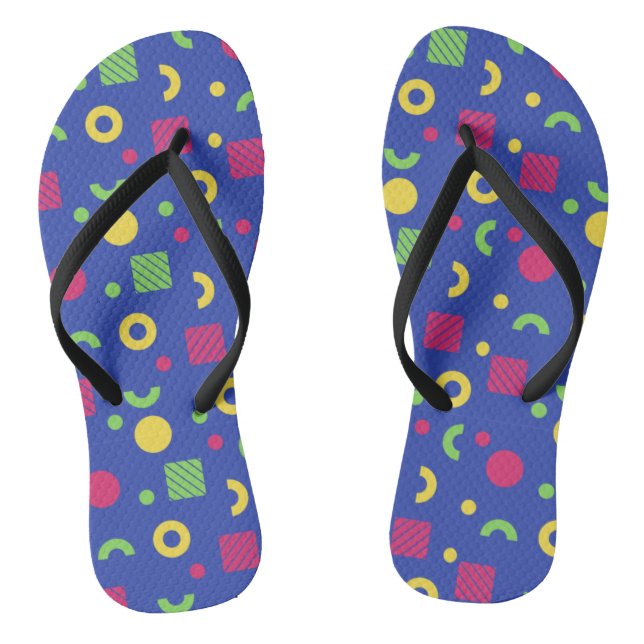 Adorables Synthwave/Retro Memphis Style Flip Flops (Fußbett)