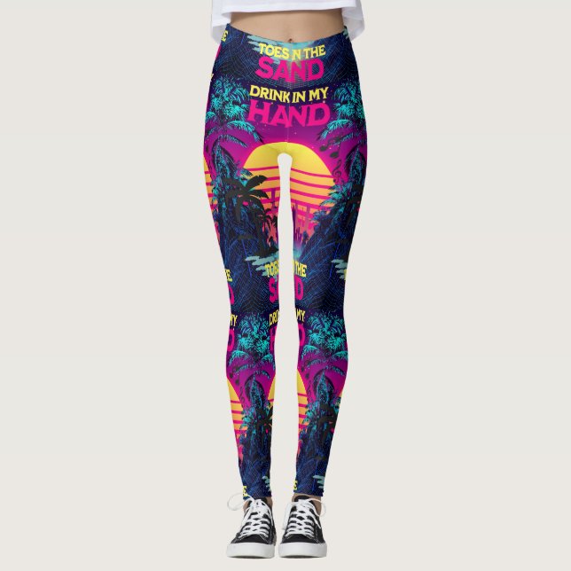 Adorables Synthwave/Vaporwave Style Yoga Leggings (Vorderseite)