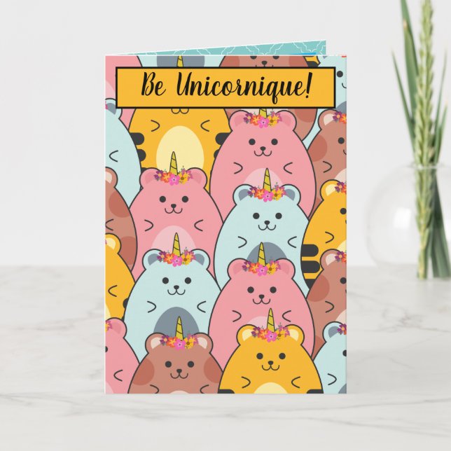 Adorables Unicornique Kätzchen "Be Unicornique" Karte (Vorderseite)