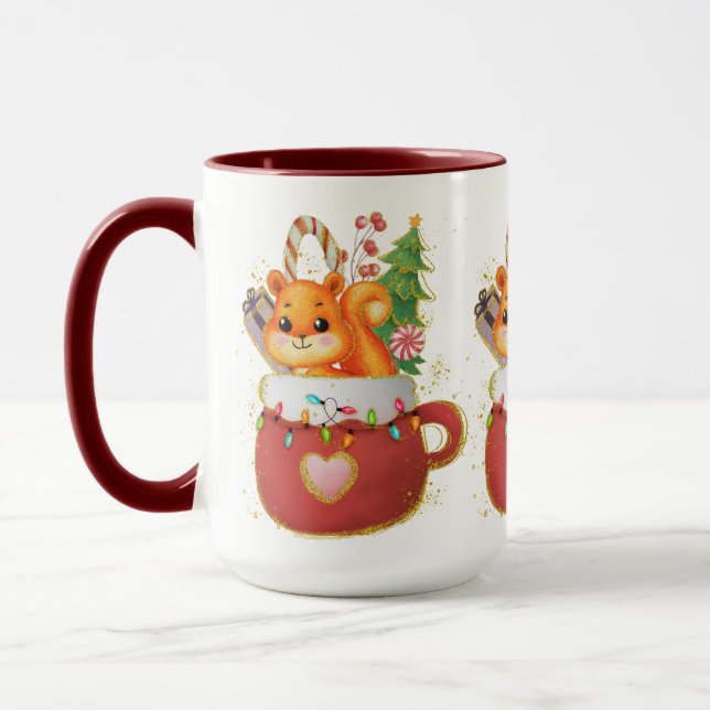 Adorables Weihnachten Herrliche Eichhörnchen-Tasse Tasse (Links)