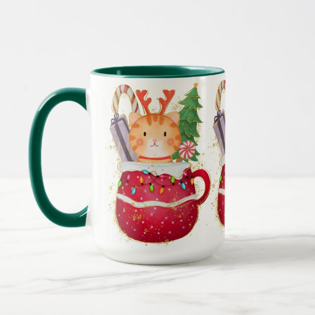 Adorables Weihnachten Wunderbare Katze Tasse (Links)