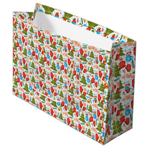 Adorables Weihnachtsbäume und -handschuhe Große Geschenktüte