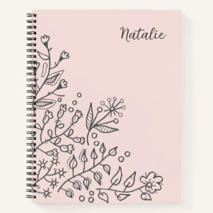 Adoralistisch mit Monogramm rosa, blumengrün Notizbuch